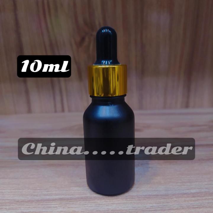 (10ml) Empty High Grade Essential Oil Serum Glass Dropper Refillable Bottle in Color Black (10 ml)