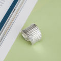 Wide Chunky Silver Irregular Concave Convex Tin Foil Paper Rings Engagement Ring For Women Men. 