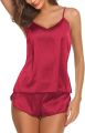 Silky Pajama Set for Women Cami Top and Shorts Silk PJ Set Nighties for Women Lingerie Sleepwear. 