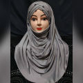 Modern Ready to wear  Gray parls hijab. 