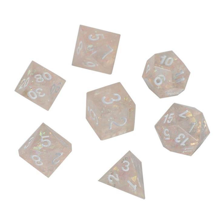 7Pcs DND Dice Set Beautiful Dice for Roleplaying Games Dungeon and Dragons Table Board Roll Playing Transparent Pink