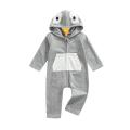 Baby Romper, Boys Cartoon Long Sleeve Hooded Jumpsuit Playsuit with Zipper for Spring Fall, Gray, 3-18 Months. 