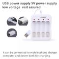 USB Output Ni-MH AA/AAA Battery Charger – Universal 4 Slot Smart Charger for 1.2V Rechargeable Batteries. 