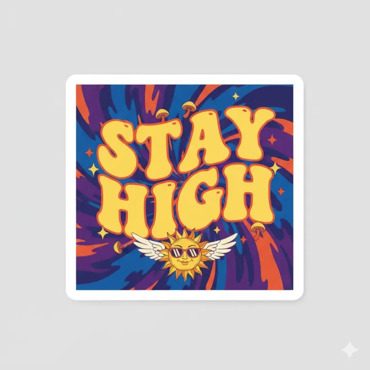 Stay High Sticker Hippie Sticker Psychedelic Sticker Retro Sticker ...