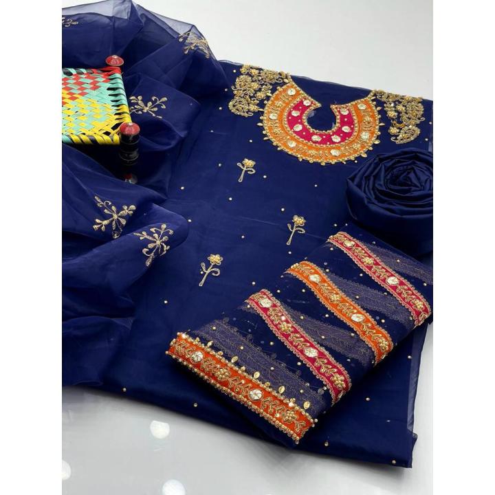 3Pcs Dress For Women's New Design Handmade Collection Wedding Season Suite For Girls Dress New Arrival Collection Handmade Embroidery Work
