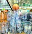 Water Set 7 pcs Classic Style Glass Set With Cork Lid Imported Quality Heat Resistant. 