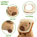 Cute Capybara Plush Pillow with Wearable Toast Headwear Kawaii Bread Capybara Stuffed Animals Toys Hugging Gifts 30cm. 