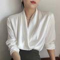 Trendy Cross Neck Shirt elegant design long sleeved top Cotton shirt For Womens and Girls. 
