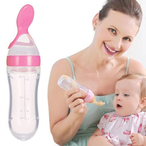 New Original Baby Feeder Silicone Baby Food Dispensing Spoon Toddler  Feeding Bottle with Spoon Feeding Rice Cereal Feeding Spoon For Infant