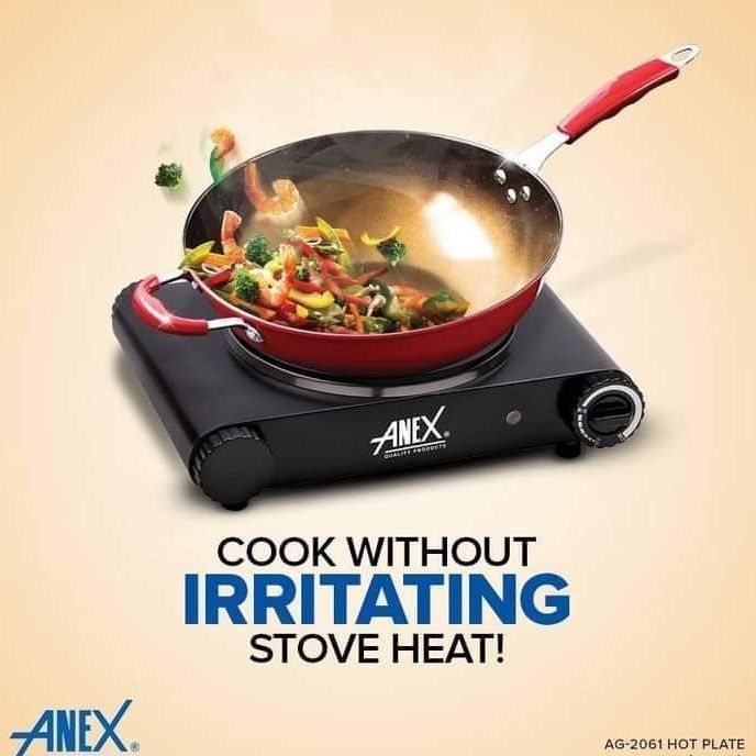 Original Electric Hot Plate, Electric Stove, Electric Cooker Anex Hot Plate- AG-2061 Black