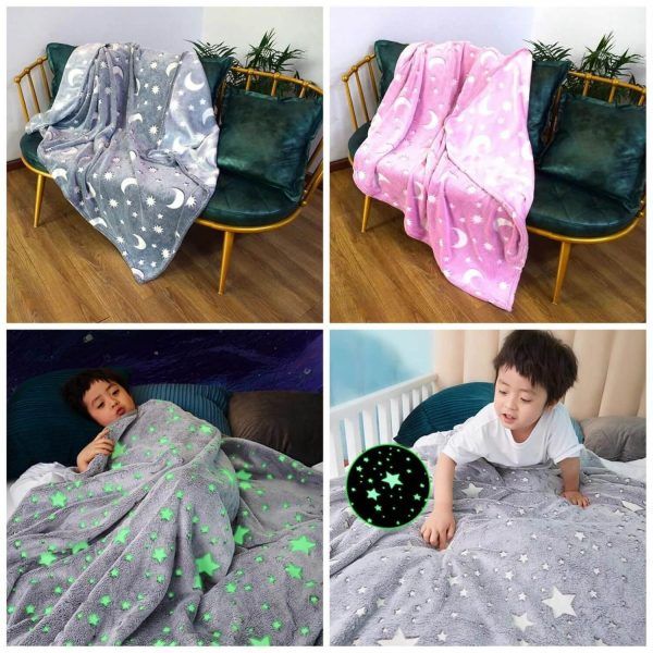 Children's Night Fluorescent Blanket Coral Flannel Glow Flannel Home Rug Children's Fluorescent Blanket