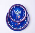 Blue Captain America Theme Party Tbaleware Paper Cup Plate Napkin Plastic Straw Kids Boy Birthday Party Balloon Festival Gift. 