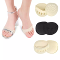 2Pcs Five Toes Forefoot Pads for Women, Cotton High Heel Insoles, Foot Pain Relief, Shock Absorbing, Stretchable Size, Black/Beige. 