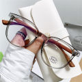Round Frame Eyeglasses Vintage Wood Grain Legs Anti-Blue Light Optical Glasses Women Men Casual Fashion Spectacles. 