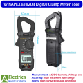 WinAPEX ET8203 Professional Clamp Meter – AC/DC Voltage, Current & Resistance Tester with Auto Range, True RMS & Backlit LCD by Electrica. 
