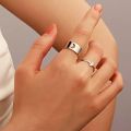 Pack of 2 Golden Moon Rings for Lovers Adjustable Silver Moon Rings for Girls Engagement Gift for Lovers. 