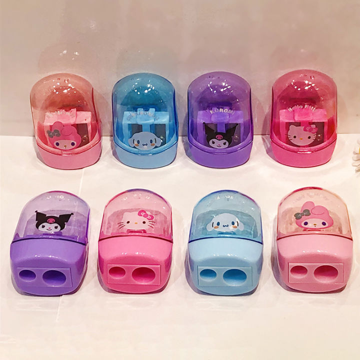 Kawaii Sanrio Pencil Sharpeners Hello Kitty Kuromi Cinnamoroll Students Double Hole Pencil Sharpener Stationery School Supplies Lonni
