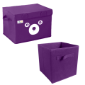 Pack of 2 - Foldable Kids Toy Storage Basket Bin Set 1 Pc Panda Cartoon Basket and 1 Pc Cube basket. 