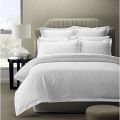 Beddy's Studio  White Hotel Collection Sateen Stripe Bed Sheets  Egyptian Cotton Single & King Size Fancy Bedsheet Set With Pillow Cases. 