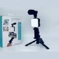Video Making kit, with tripod stand, Microphone, Led Light, Mobile Holder ALL IN ONE VLOGGING Kit Tripod Shoot Video Ay-49 Video Making Vlogging Kit Tripod. 