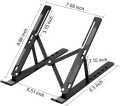 Foldable Adaptable Laptop Stand Foldable Ventilated Cooling stand Portable Aluminum Laptop Riser Desk Laptop Holder with Non-Slip Rubber Grip Portable foldable adjustable & compatible with all laptop sizes silver & black color available size 9.1* 6.1*6.1. 