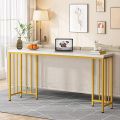 Console table Gold Long Console Table, 70.9 Inch Extra Long Sofa Table, Modern Narrow Entryway Table Skinny Table Behind Sofa Couch for Living Room, White Marble Effect Sheet Customizable available. 