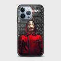 Money Heist Silicone Border Glossy Glass Case For Apple iPhone 13 Pro | Customized Picture Mobile Phone Cover. 