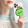 Hontinga for OPPO A54/A54 2021 Back Cover（Free Lanyard）Luxury 6D Plating Cute Crown Dinosaur Side Pattern Case Soft Silicone Square Mobile Cover. 