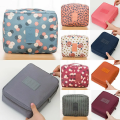Printed Multifunction Portable Travel Toiletry Bag Cosmetic Makeup Pouch for Ladies And Girls (Pink Dot , Fllower and Random Label Color). 