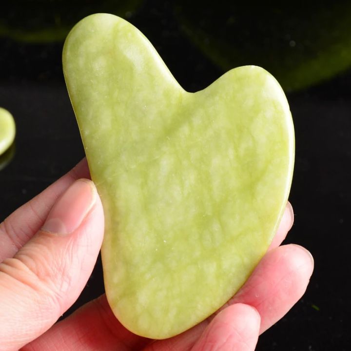 Deep Curve Large Size Natural Jade Guasha Scraper Anti-aging Anti-wrinkles Facial Body Massage Gua Sha Stone