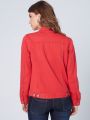 HB Women Red Solid Jacket. 