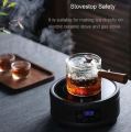 Techmanistan 500ml Turkish Tea Kettle with Glass Filter & Wooden Handle, Stove Safe Glass Teapot Liner Filter, Glasses Tea Maker with Wooden Handle. 