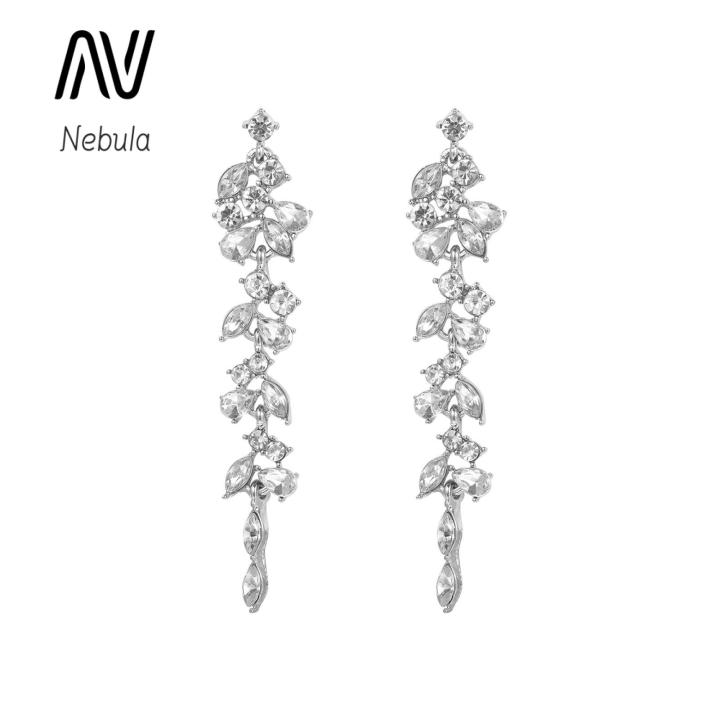 Nebula Supreme Minimalist Style Earrings Sparkling Zircon Hoop Earrings with Tassels Elegant Rhinestone Studs for Stylish Women Chic Jewelry Collection Lightweight Zircon Earrings