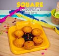 Square Snack Plate Pack Of 2 Snack Serving Tray, Chips, Cookies, Biscuits Tray, Spaghetti, Noodles Kids Training Plate Fries Plate Noodles Plate Rice Plate Hotel Serving Snakes Plate for Food Stalls. 