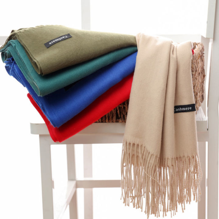 Women Cashmere Blend Wool Solid Pashmina Scarf Wraps Warm Blanket Shawl Scarves