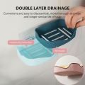 Double Layers Soap Holder Wall Mount  Soap Dish Stick-on Soap Saver With Drain. 