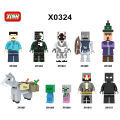 10pcs/set Minecraft Figures Building Zombie Villager Skeleton Pillager Blocks Bricks For Children Gift Toys X0324. 