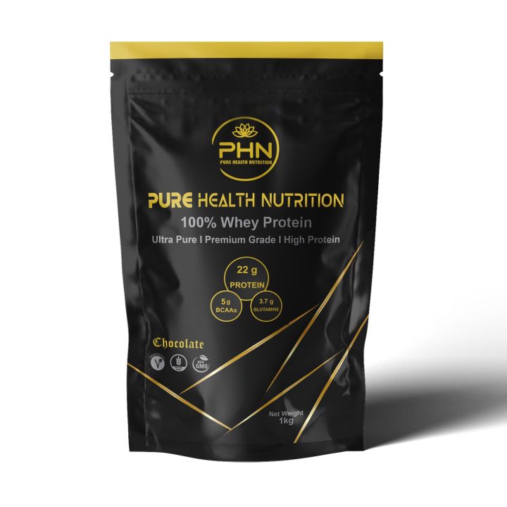 Whey Protein by PHN (Ultimate Muscle Building Protein Powder) - 1 kg (2.2 lbs) - Chocolate Flavour