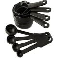 Black 8 Pcs Plastic Measuring Cup And Spoon Set. 