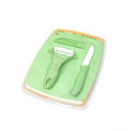 Kitchen three-piece ceramic fruit knife set mini plastic cutting board paring knife household small knife knife. 