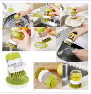 Dish Brush with Washing Up Liquid Soap Dispenser