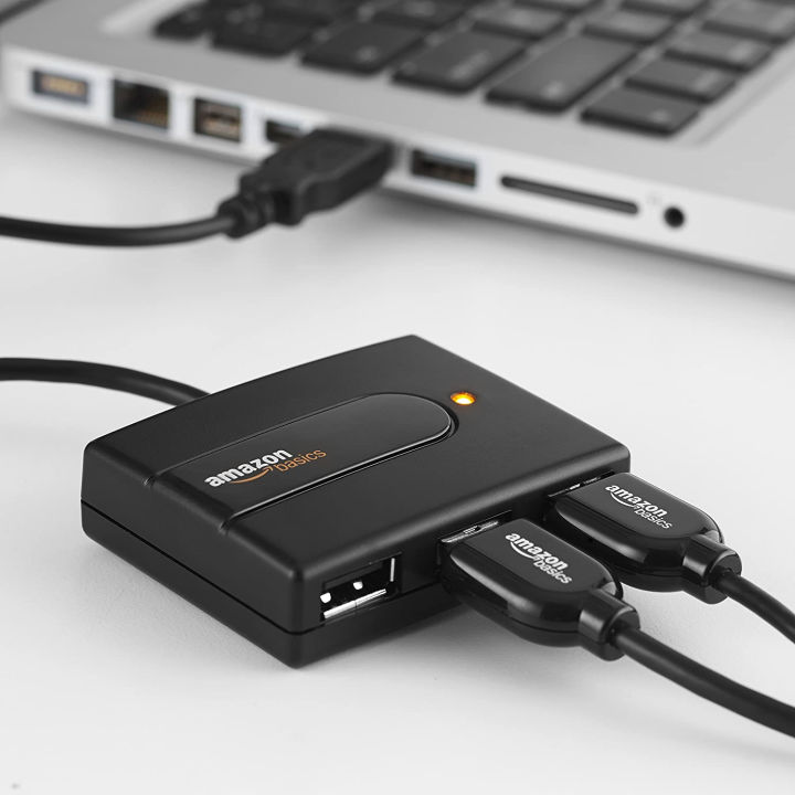 Original Amazon Basics USB 2.0 4-Port Ultra Mini Hub, Bus-powered ...