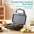 Silver Crest 3 IN 1 Sandwich Maker SC-819 / 900 WATTS Grill Maker 2 Slice | German Imported  Electric Stainless steel Body /Removable Non-Stick Plates, Grill Cheese, Food Grade , Cool Touch Handle, Suitable for Breakfast, Lunch, (SILVER ). 