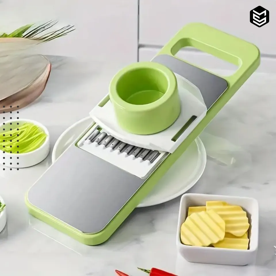 5 in 1 Multifunctional Stainless Steel Vegetable Cutter & Mandoline Slicer, Grater, Interchangeable Blades & Hand Protectors for Quick & Easy Kitchen Prep, Perfect for Onion, Potato, Salad & More – Compact & Efficient Gadget Ramzan Special - Malahim Store