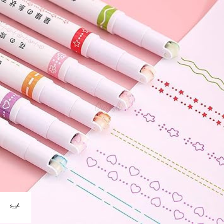 Flownwing 6-Piece Different Dual Tip Curve shape Highlighter Pen Set – Vibrant Colored Pens with Fine Tips for Adult Teenage Kids, Perfect for Coloring Books, Writing, Journaling, Drawing, Scrapbooking, Art, and Office Use (A-6PCS)"