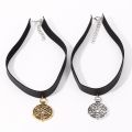 Yennefer Black Leather Choker Wild Hunt Game Cosplay Medallion Pendant For Women Hip-Hop Charm Necklace Clavicle Cool Jewelry. 