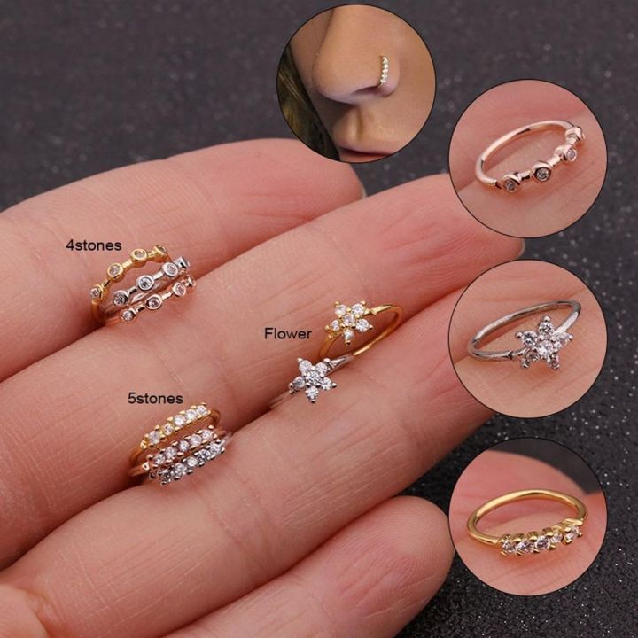 1PC Fashion Simple Zircon Nose Ring Earrings Body Piercing