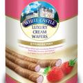 White Castle - Luxury Cream Wafers - Roll Sticks - Strawberry Flavoured - 300g. 