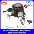 Tuya WiFi & ZigBee Gas Shutoff Valve – Smart Gas Safety Valve with Remote Control for Home, Automatic Gas Leak Detection and Shutoff, Works with Tuya Smart App, Alexa & Google Assistant. 