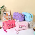 Cross border fashion plush makeup bag portable cute korean style travel toiletry bag hand-held cosmetics storage bag wholesale. 
